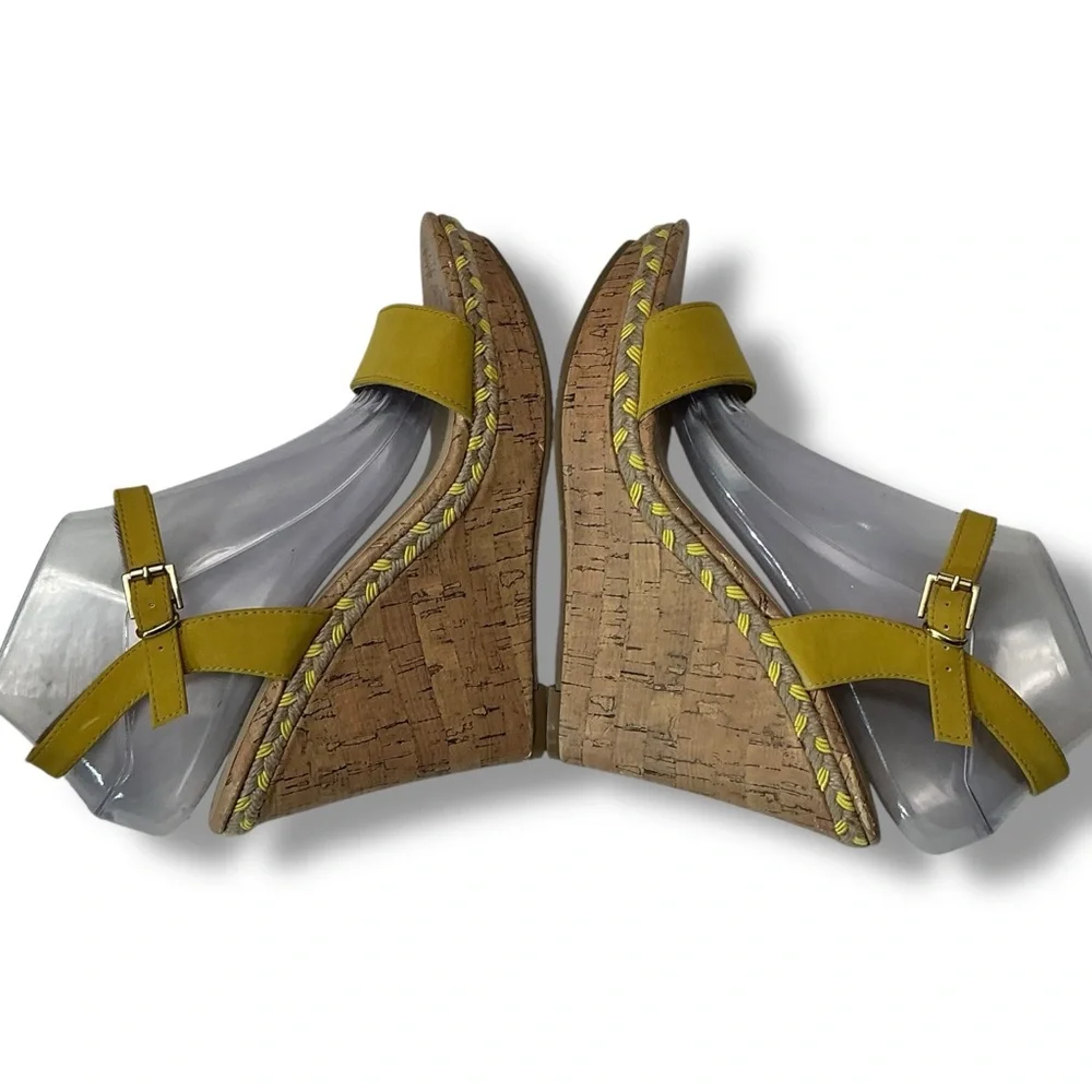 Me Too Yellow Montana Cork Wedge Sandals